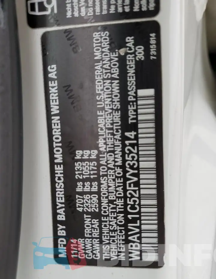 WBAVL1C52FVY35214 Photo# 13