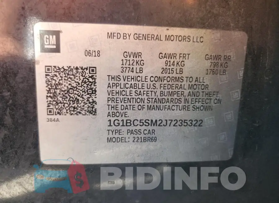 1G1BC5SM2J7235322 Photo# 12