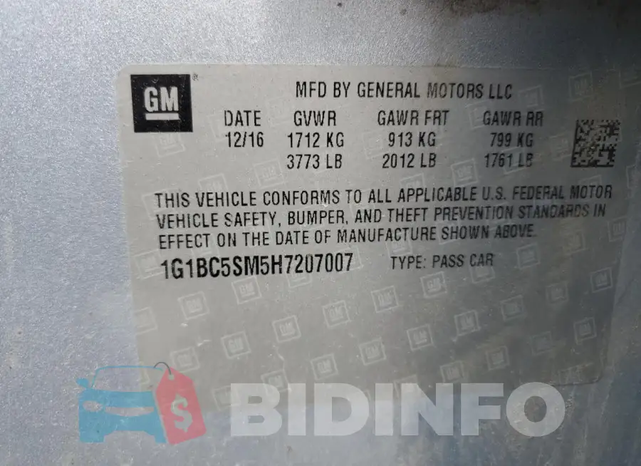 1G1BC5SM5H7207007 Photo# 13