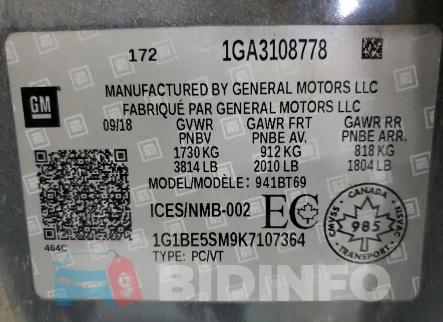 1G1BE5SM9K7107364 Photo# 12