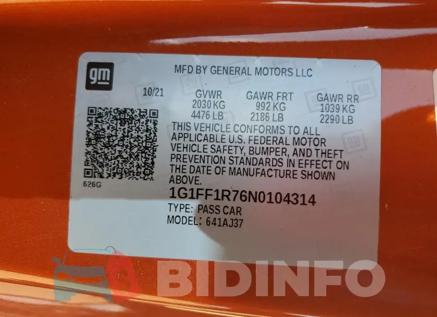 1G1FF1R76N0104314 Photo# 12