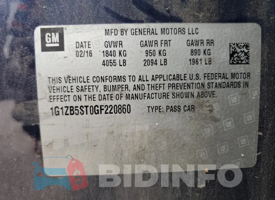 1G1ZB5ST0GF220860 Photo# 13