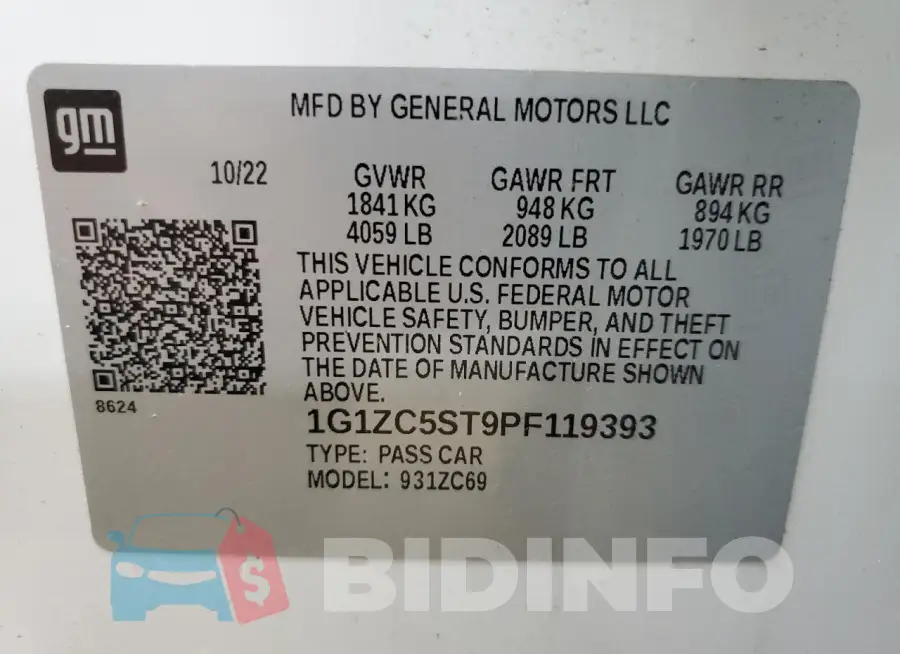 1G1ZC5ST9PF119393 Photo# 13