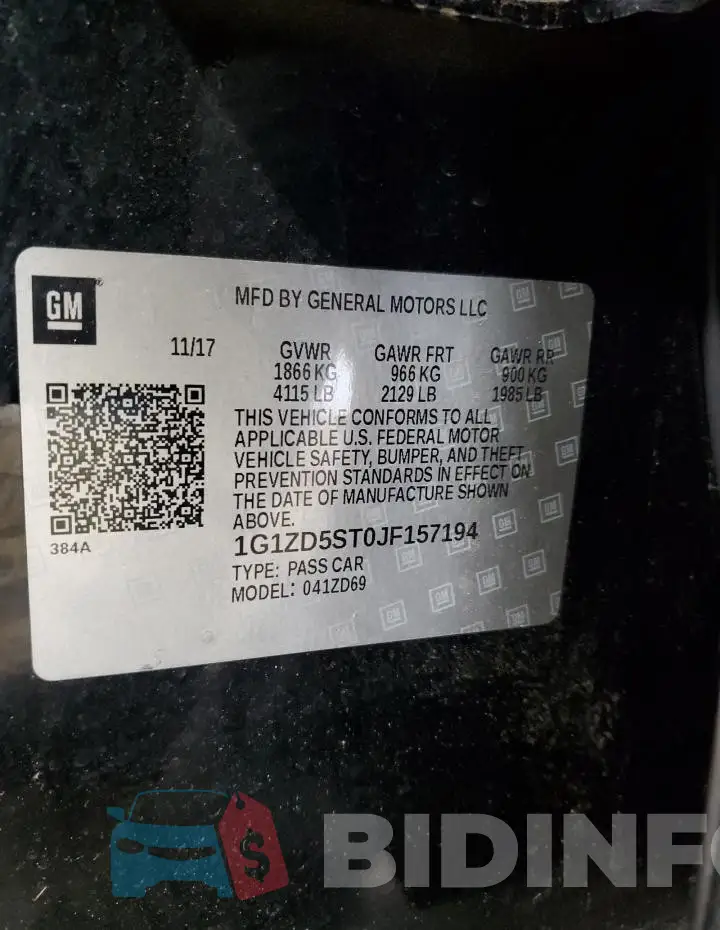 1G1ZD5ST0JF157194 Photo# 12