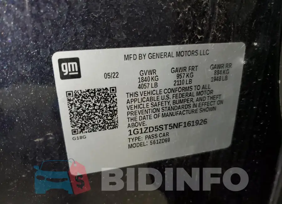 1G1ZD5ST5NF161926 Photo# 12