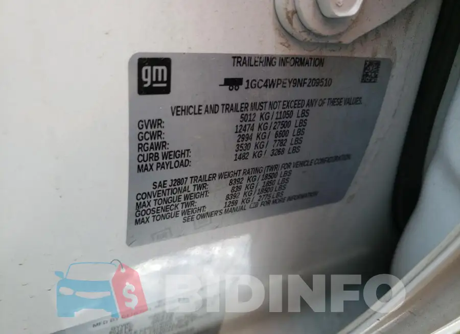 1GC4WPEY9NF209510 Photo# 12