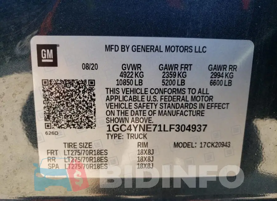 1GC4YNE71LF304937 Photo# 13
