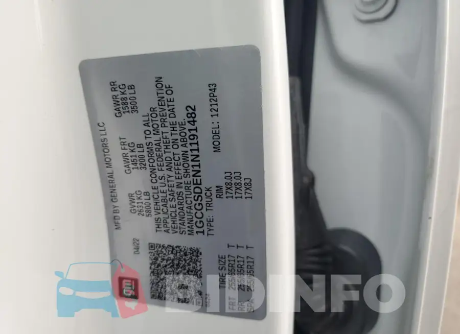 1GCGSDEN1N1191482 Photo# 12