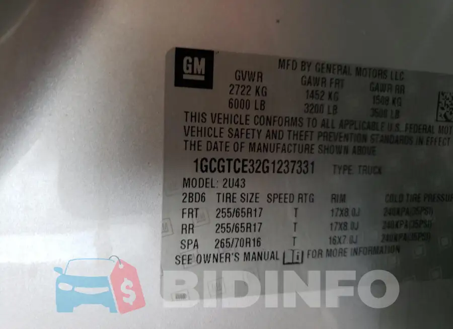 1GCGTCE32G1237331 Photo# 12