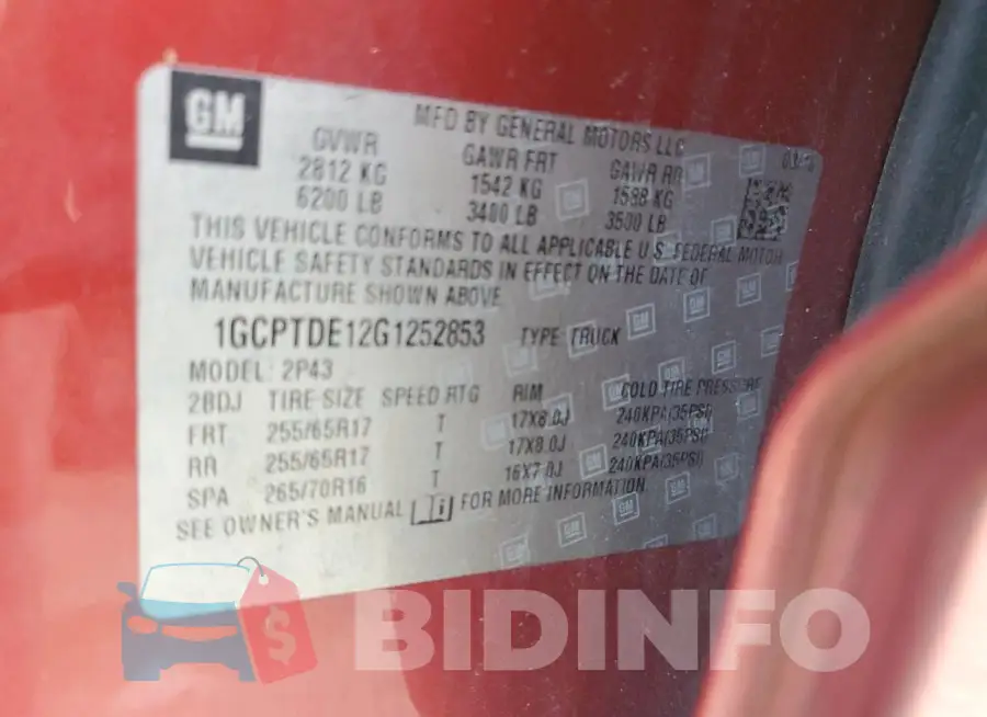 1GCPTDE12G1252853 Photo# 12