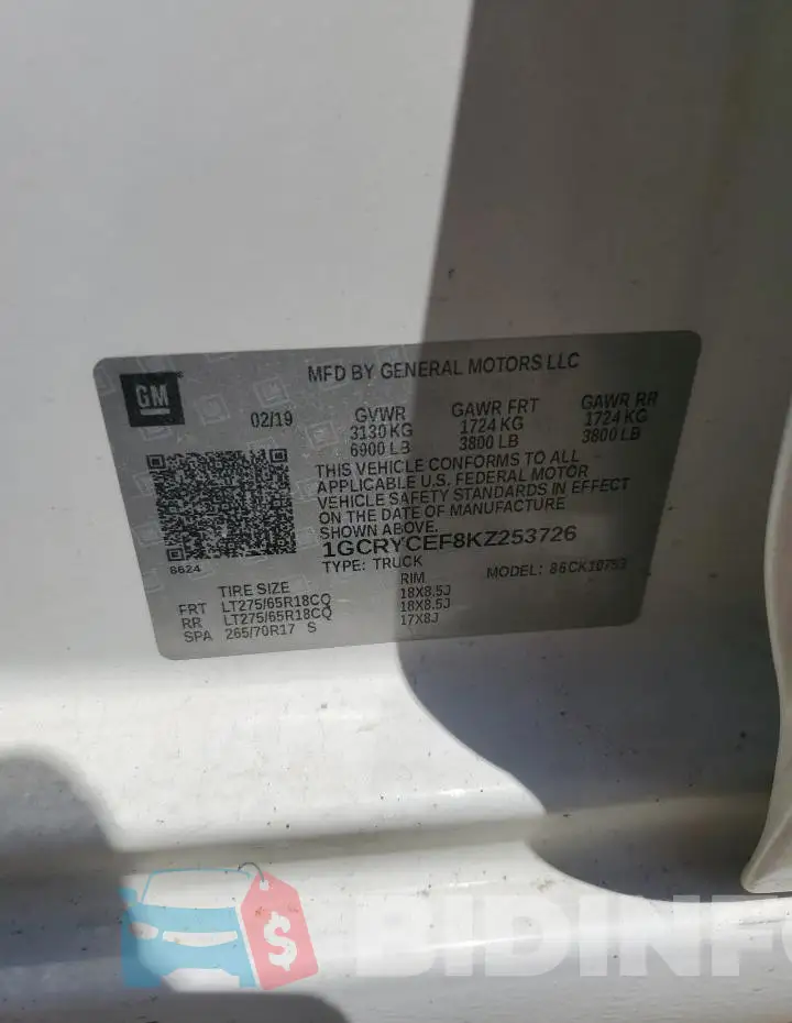 1GCRYCEF8KZ253726 Photo# 12