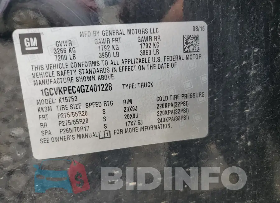 1GCVKPEC4GZ401228 Photo# 13