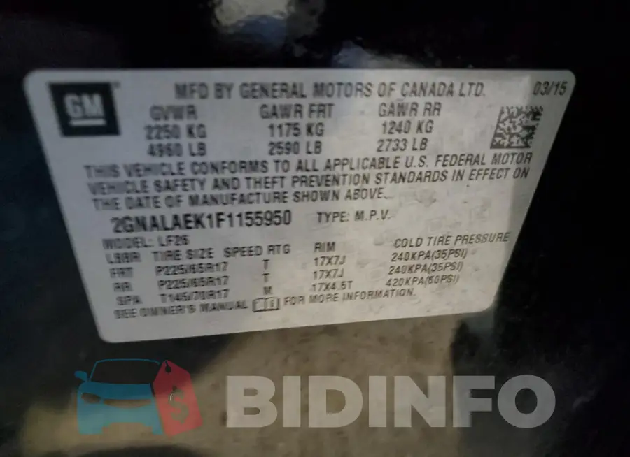 2GNALAEK1F1155950 Photo# 13