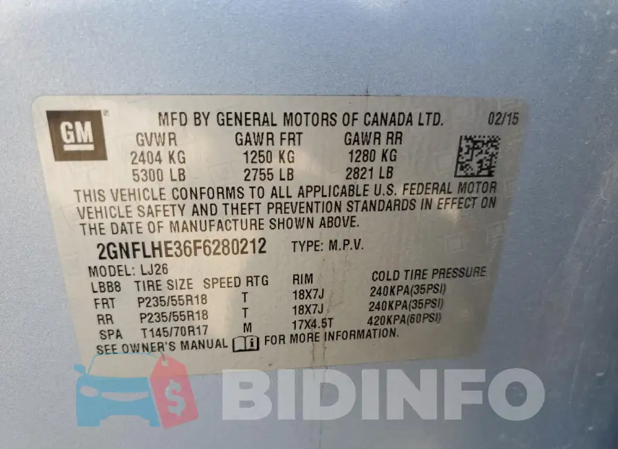 2GNFLHE36F6280212 Photo# 13
