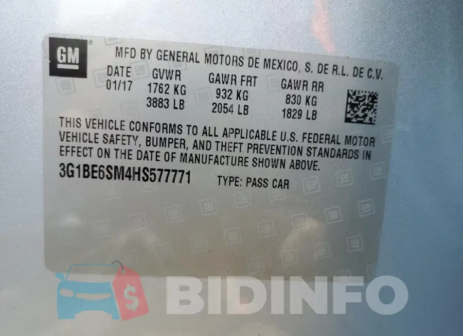 3G1BE6SM4HS577771 Photo# 12