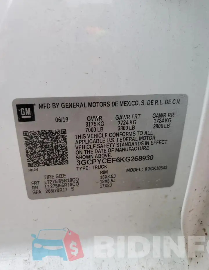 3GCPYCEF6KG268930 Photo# 12
