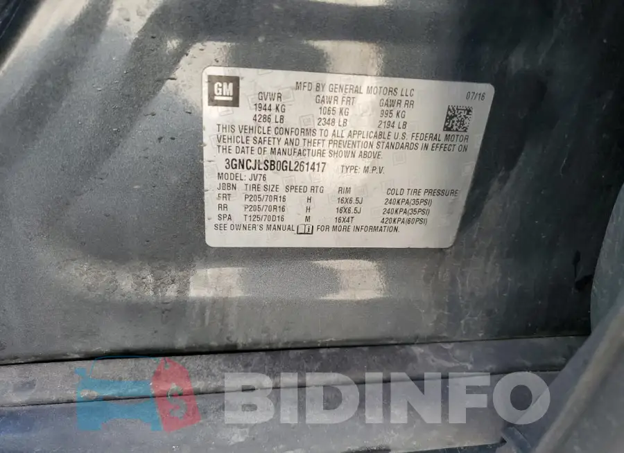 3GNCJLSB0GL261417 Photo# 13
