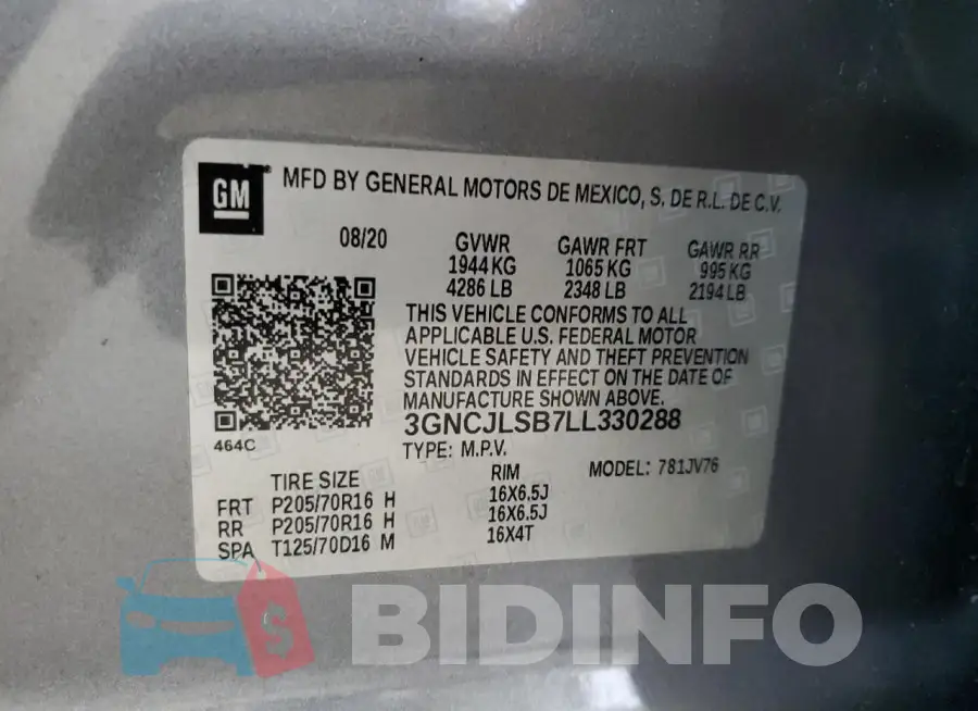 3GNCJLSB7LL330288 Photo# 13