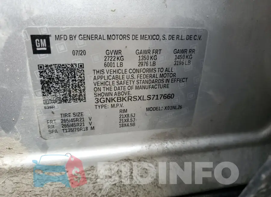 3GNKBKRSXLS717660 Photo# 13