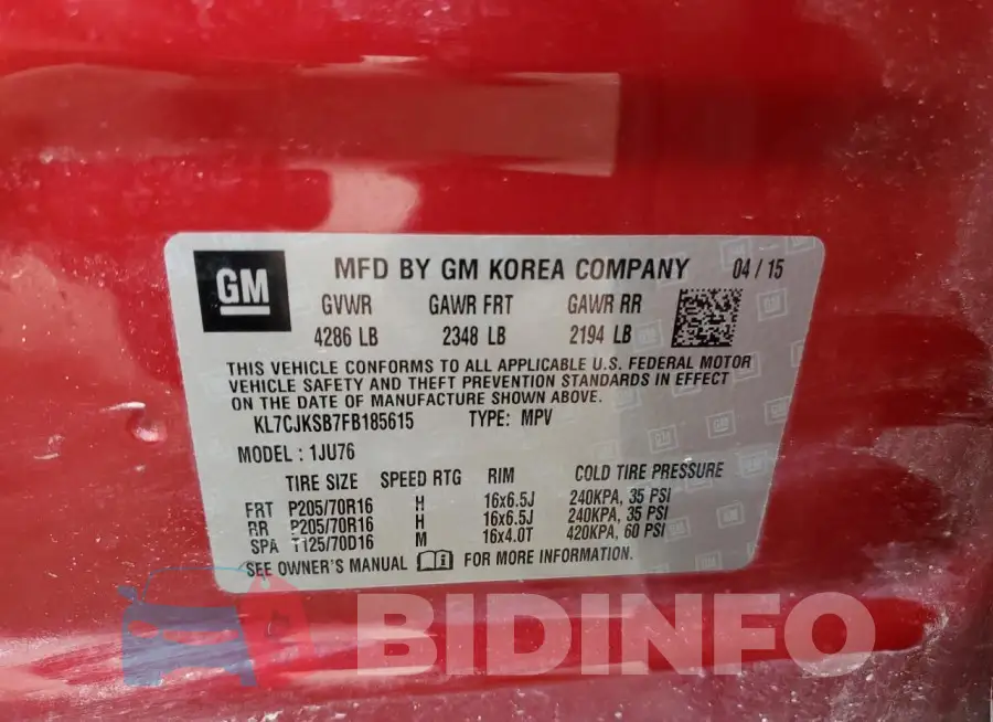 KL7CJKSB7FB185615 Photo# 13