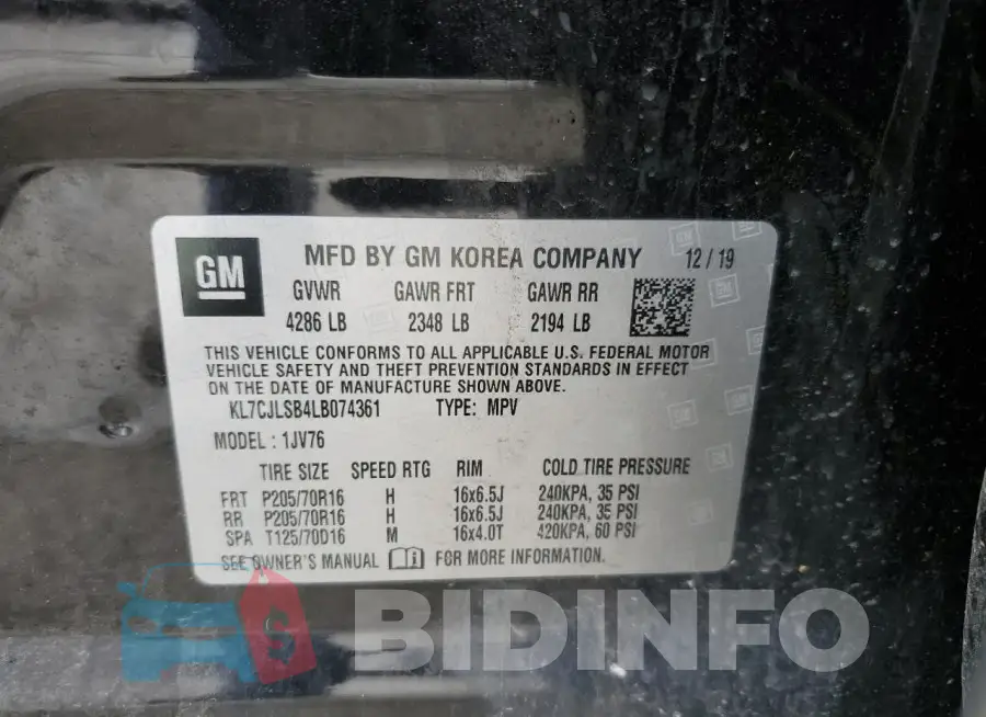 KL7CJLSB4LB074361 Photo# 13