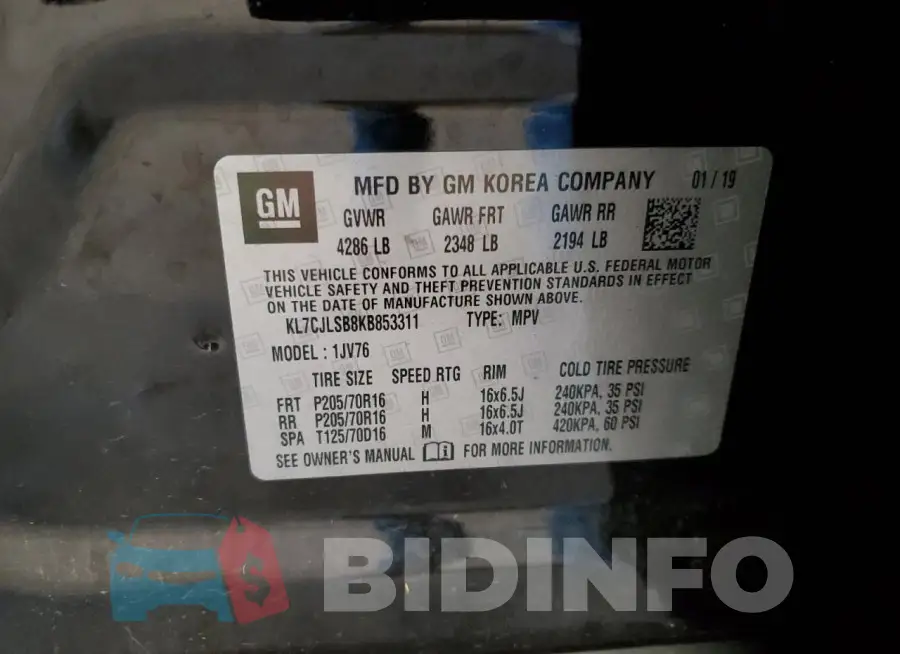 KL7CJLSB8KB853311 Photo# 13