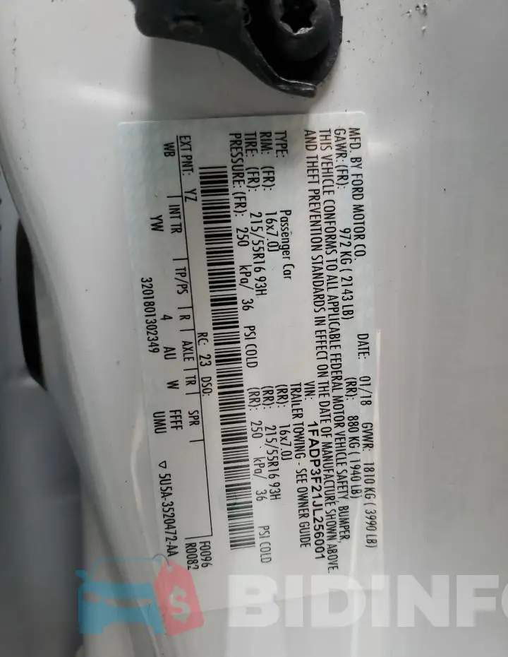 1FADP3F21JL256001 Photo# 12