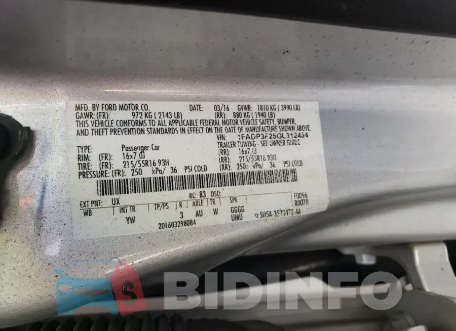 1FADP3F25GL312434 Photo# 12