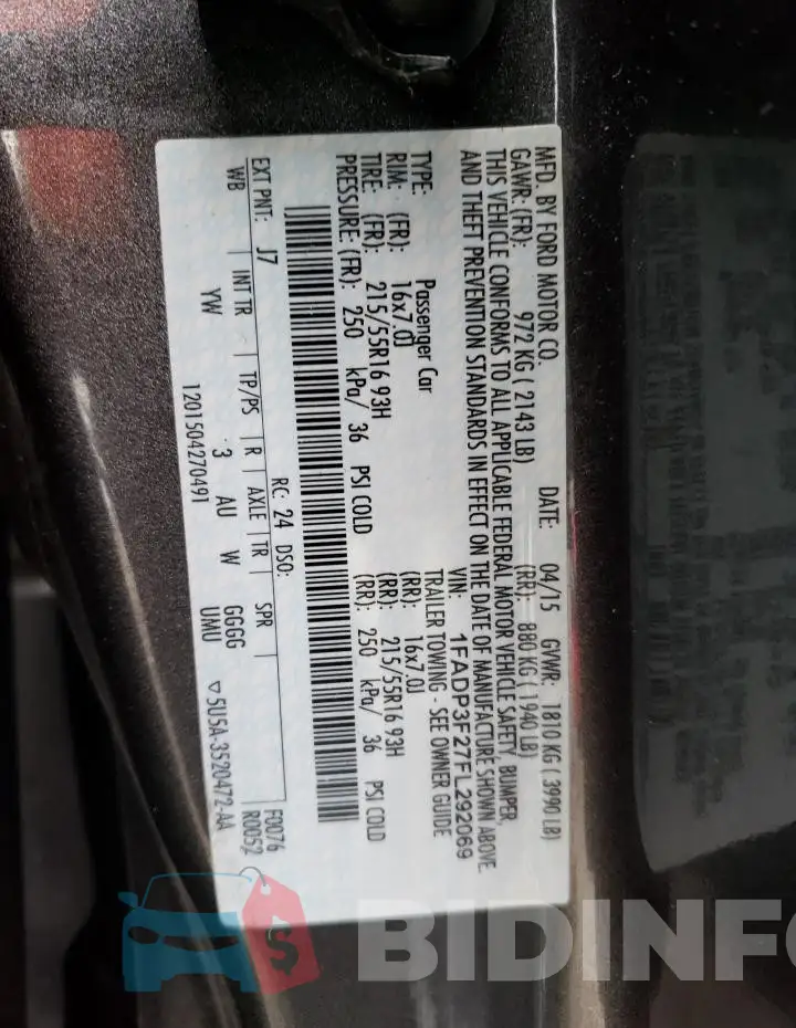 1FADP3F27FL292069 Photo# 12