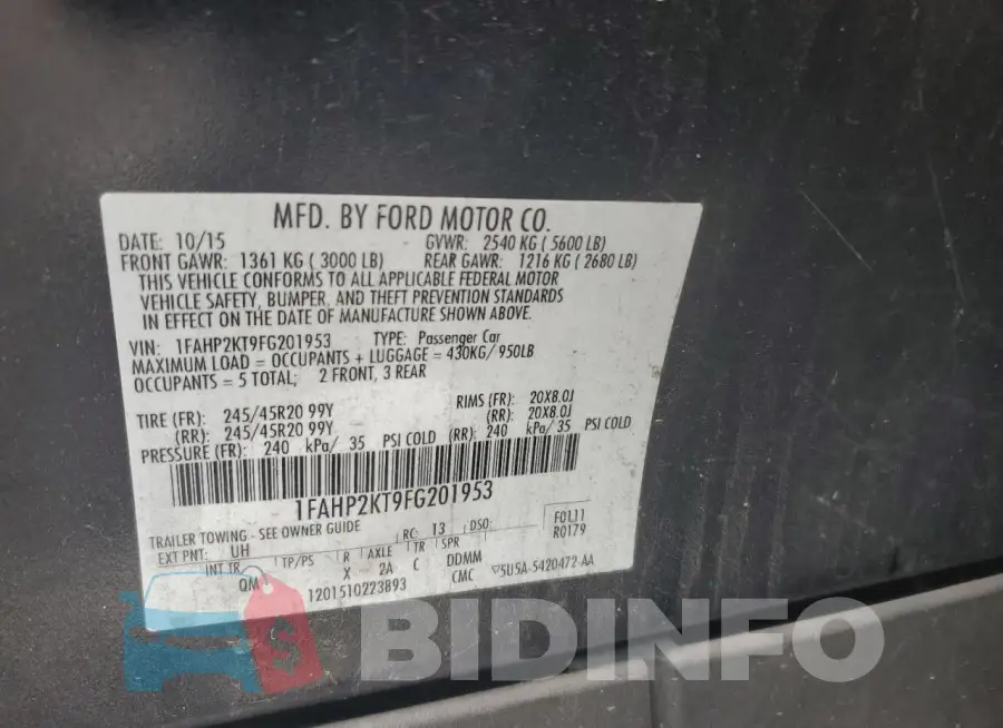 1FAHP2KT9FG201953 Photo# 12
