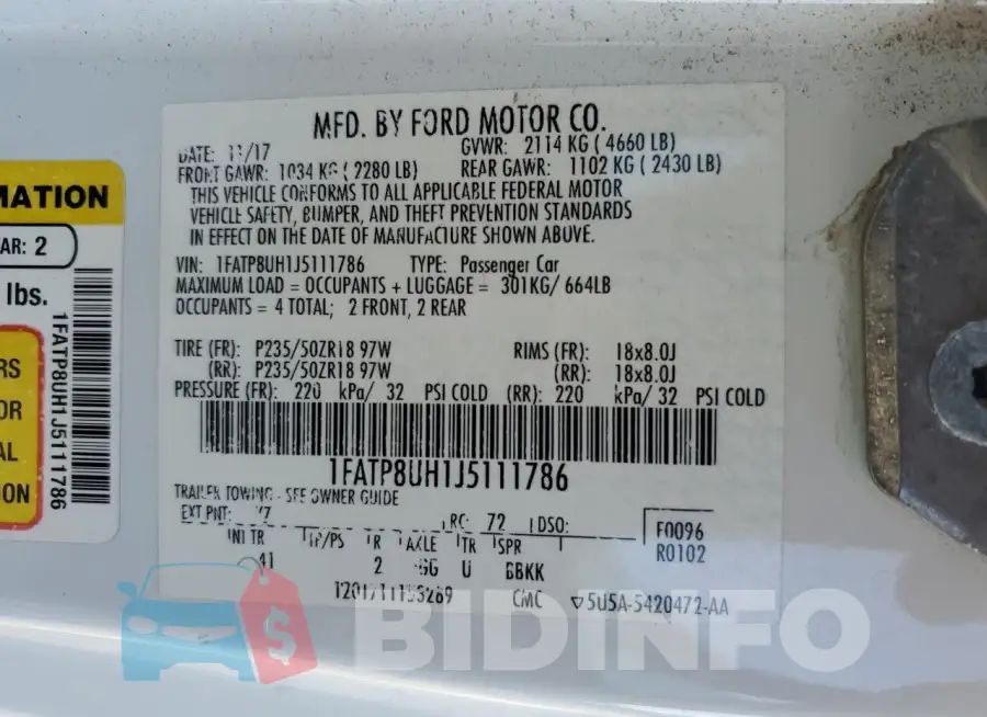 1FATP8UH1J5111786 Photo# 12