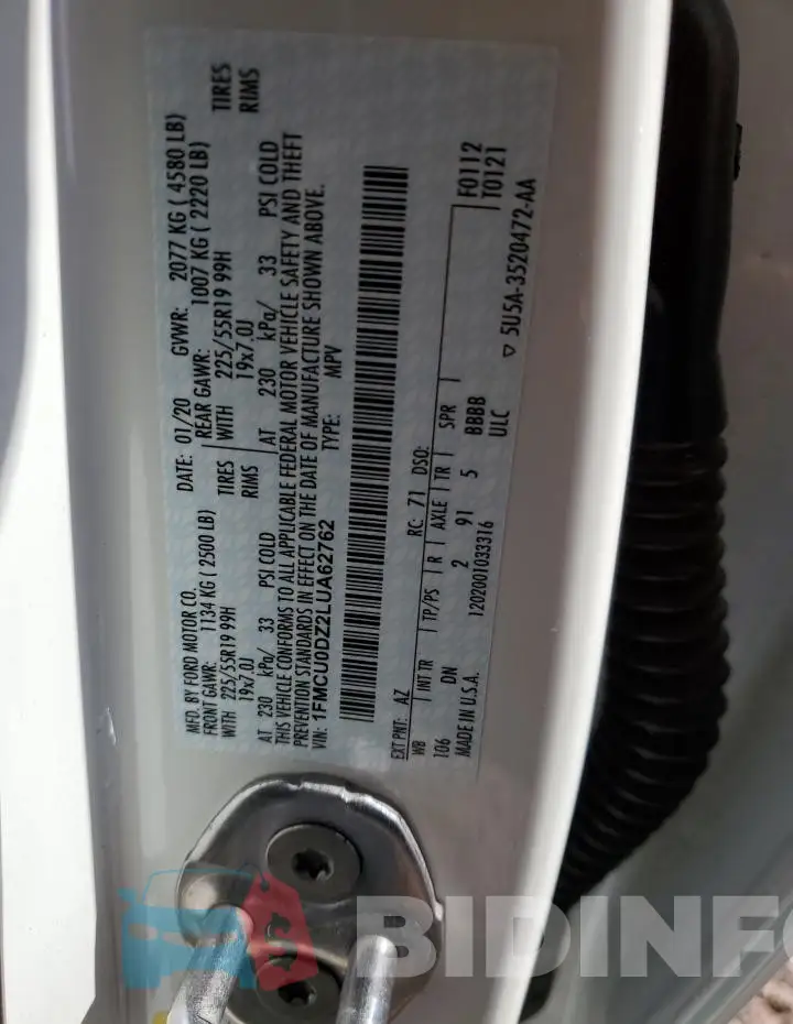 1FMCU0DZ2LUA62762 Photo# 13