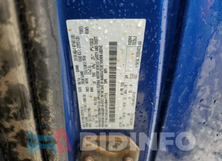 1FMCU9GD3HUB41773 Photo# 13