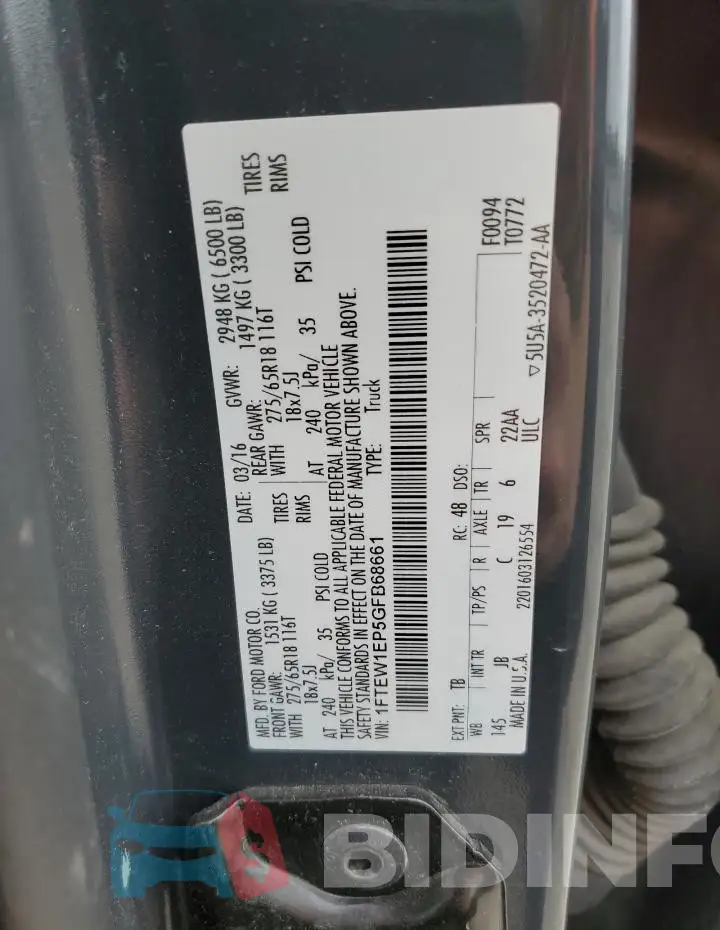 1FTEW1EP5GFB68661 Photo# 12
