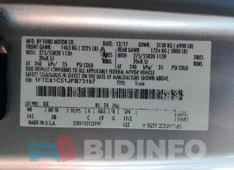 1FTEX1C51JFB73197 Photo# 12