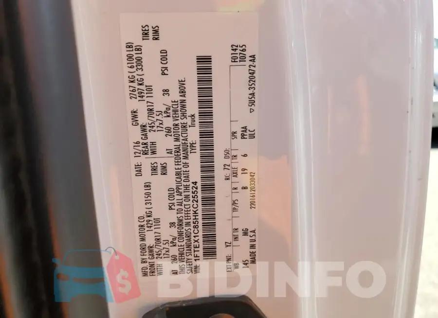 1FTEX1C85HKC25524 Photo# 12