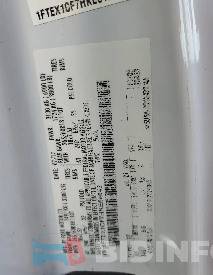 1FTEX1CF7HKE54642 Photo# 12
