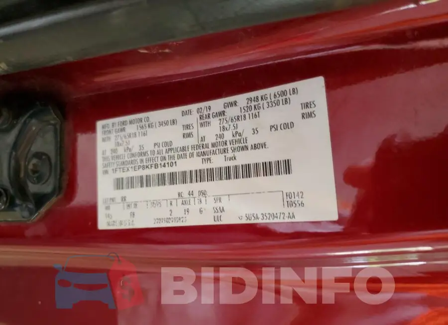 1FTEX1EP8KFB14101 Photo# 13