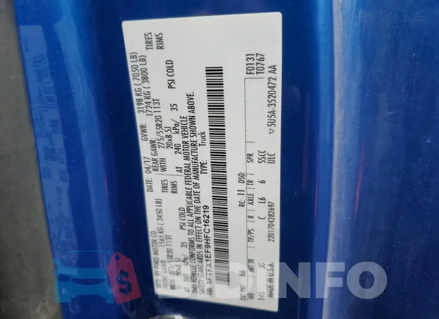 1FTFX1EF9HFC16219 Photo# 13