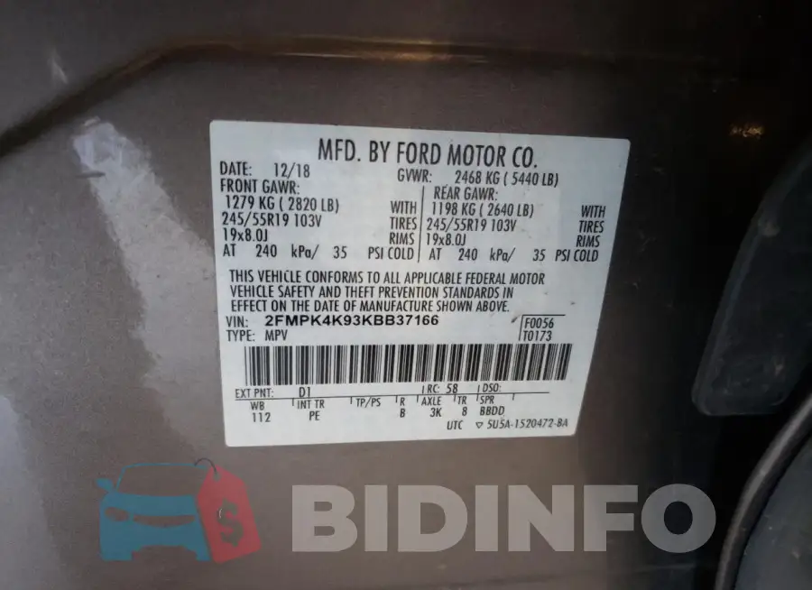 2FMPK4K93KBB37166 Photo# 13