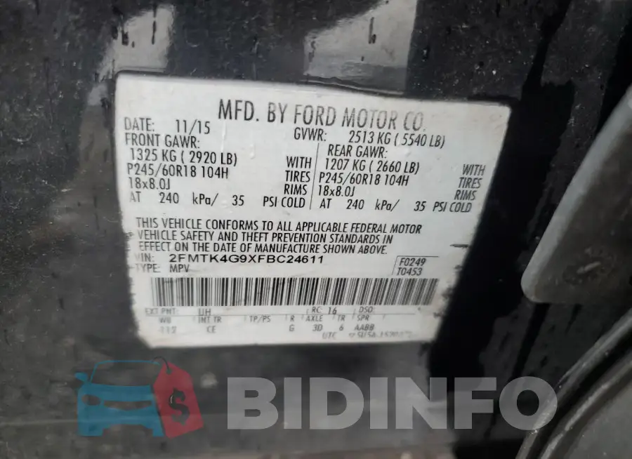 2FMTK4G9XFBC24611 Photo# 13