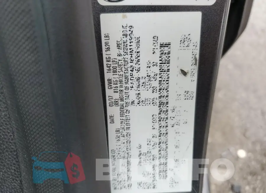 3FADP4BJ8HM119049 Photo# 13