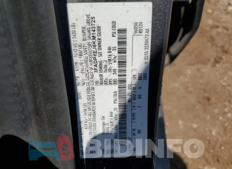 3FADP4EJ6KM143725 Photo# 12