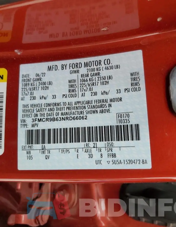 3FMCR9B63NRD66062 Photo# 14