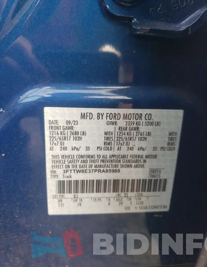 3FTTW8E37PRA85989 Photo# 13