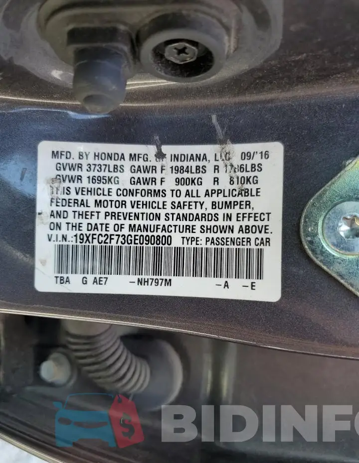 19XFC2F73GE090800 Photo# 12