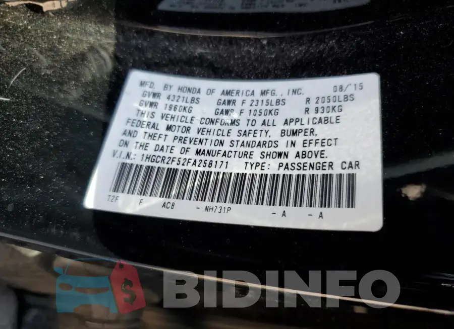 1HGCR2F52FA258171 Photo# 13