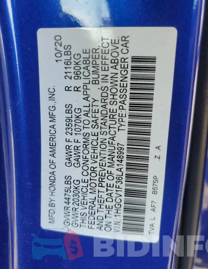 1HGCV1F36LA148997 Photo# 13