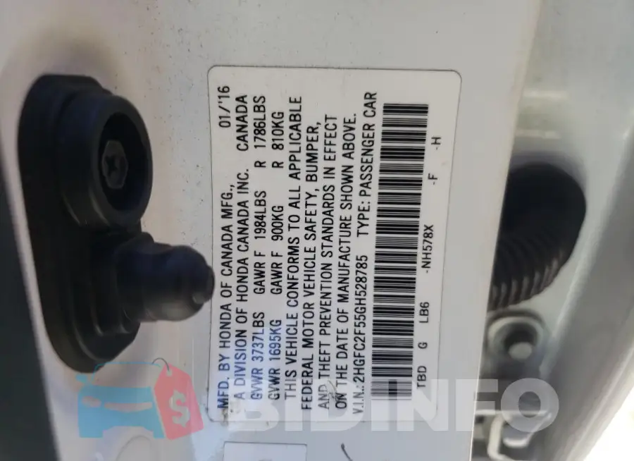 2HGFC2F55GH528785 Photo# 12