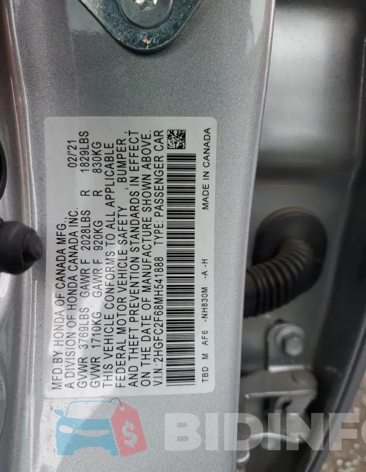 2HGFC2F68MH541888 Photo# 13